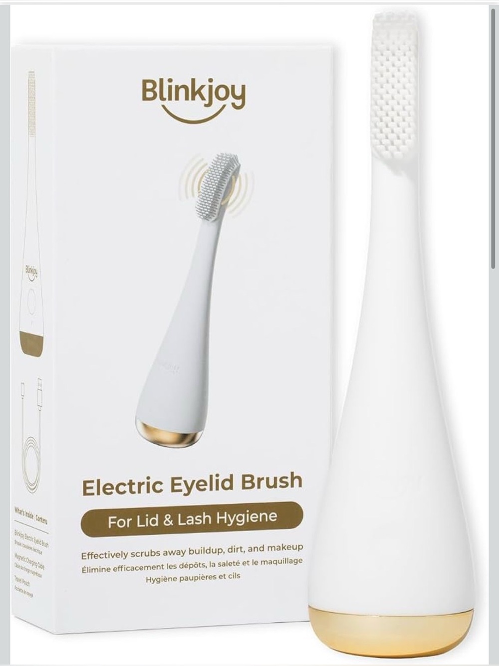 Blinkjoy Electric Eyelid Brush - White & Gold NWT